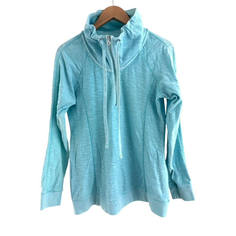 Tommy Bahama Quarter Zip Pullover Aqua Slub Cotton Top Shirt‎ Size M Beach Golf